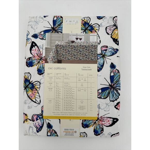 C&C California Indoor Outdoor Fabric Tablecloth Butterflies 52 x 70 - NEW - Picture 2 of 4